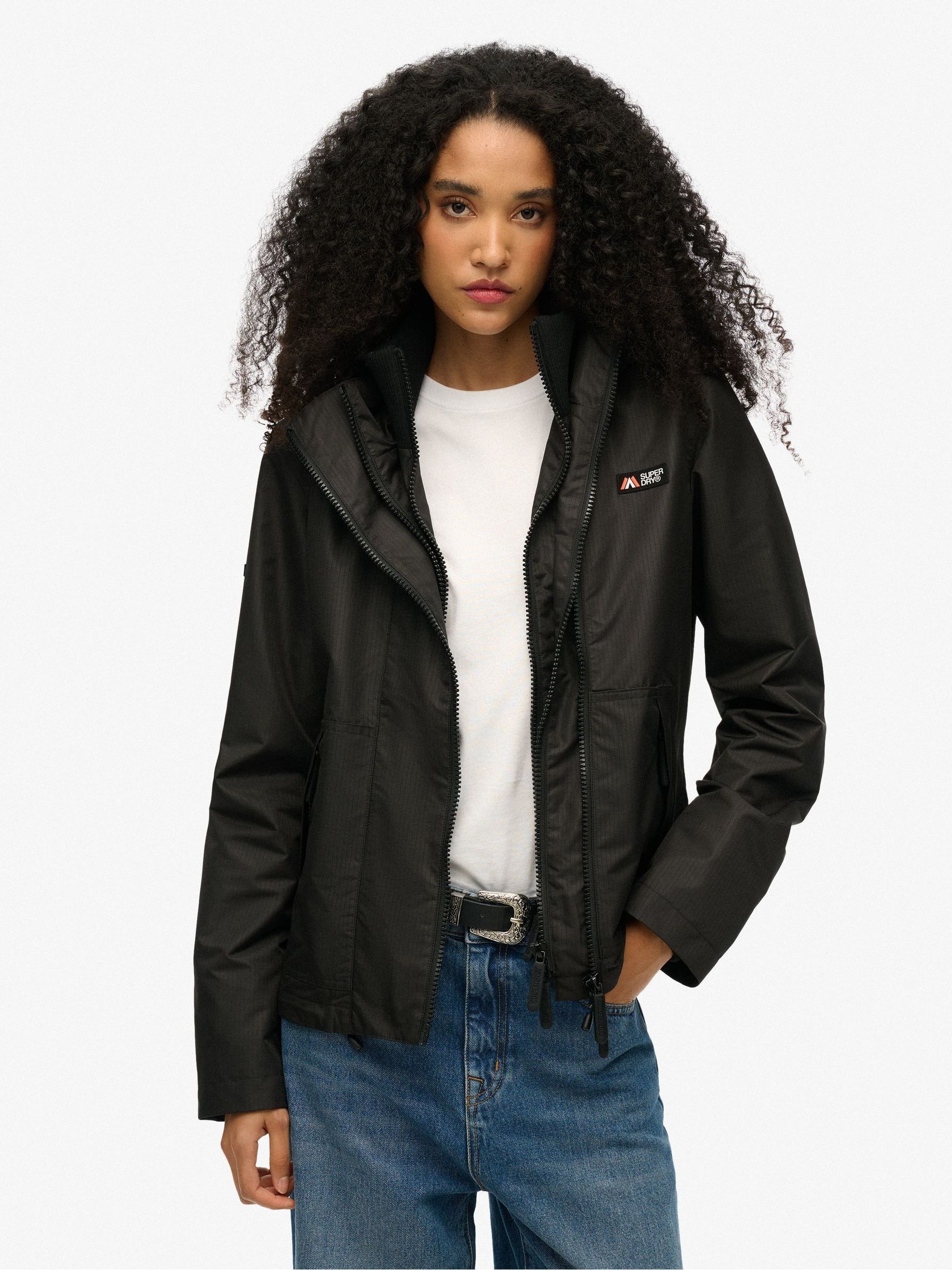 Buy Superdry Black Hooded Mountain Windbreaker Jacket from
