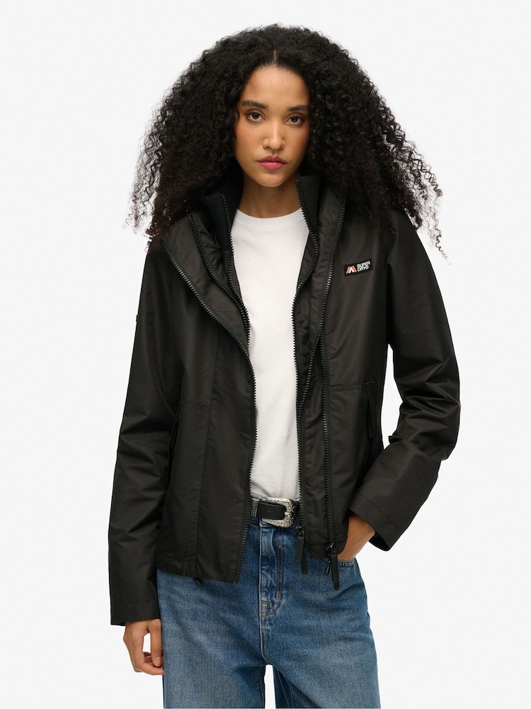 Superdry Black Hooded Mountain Windbreaker Jacket - Image 1 of 4