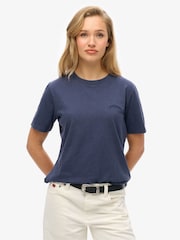 Superdry Blue 100% Cotton Essential Logo Washed T-Shirt - Image 1 of 1