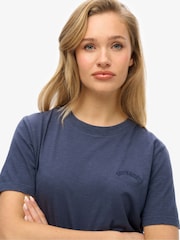 Superdry Blue 100% Cotton Essential Logo Washed T-Shirt - Image 3 of 3