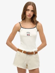 Superdry White 100% Cotton Athletic Essentials Cami Top - Image 1 of 3