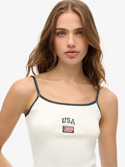 Superdry White 100% Cotton Athletic Essentials Cami Top - Image 2 of 3