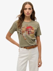 Superdry Green 100% Cotton Vintage Logo Tokyo Relaxed T-Shirt - Image 1 of 6