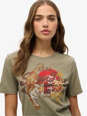 Superdry Green 100% Cotton Vintage Logo Tokyo Relaxed T-Shirt - Image 4 of 6
