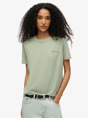 Superdry Green 100% Cotton Essential Logo Washed T-Shirt - Image 1 of 1