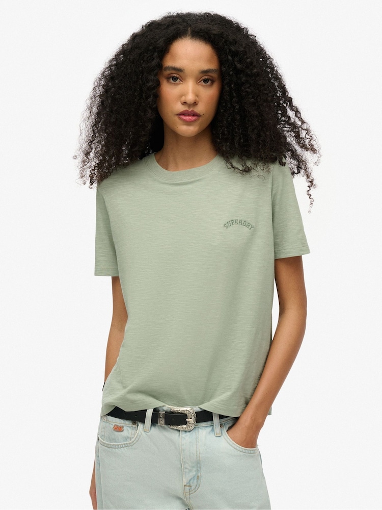 Superdry Green 100% Cotton Essential Logo Washed T-Shirt - Image 1 of 3 Superdry Green 100% Cotton Essential Logo Washed T-Shirt - Image 1 of 3