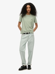 Superdry Green 100% Cotton Essential Logo Washed T-Shirt - Image 2 of 3
