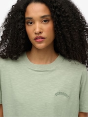 Superdry Green 100% Cotton Essential Logo Washed T-Shirt - Image 3 of 3