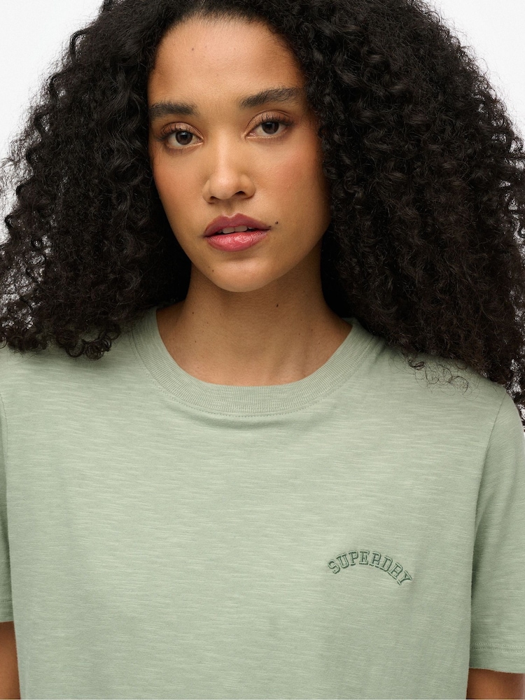 Superdry Green 100% Cotton Essential Logo Washed T-Shirt - Image 3 of 3
