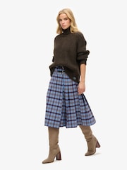 Superdry Blue Check Pleated Midi Skirt - Image 3 of 4