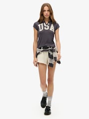 Superdry Grey 100% Cotton Athletic Essentials Notch Neck Graphic T-Shirt - Image 2 of 3