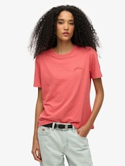 Superdry Red 100% Cotton Essential Logo Washed T-Shirt - Image 1 of 1