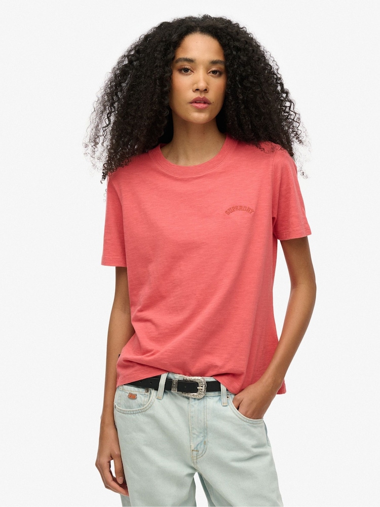 Superdry Red 100% Cotton Essential Logo Washed T-Shirt - Image 1 of 1