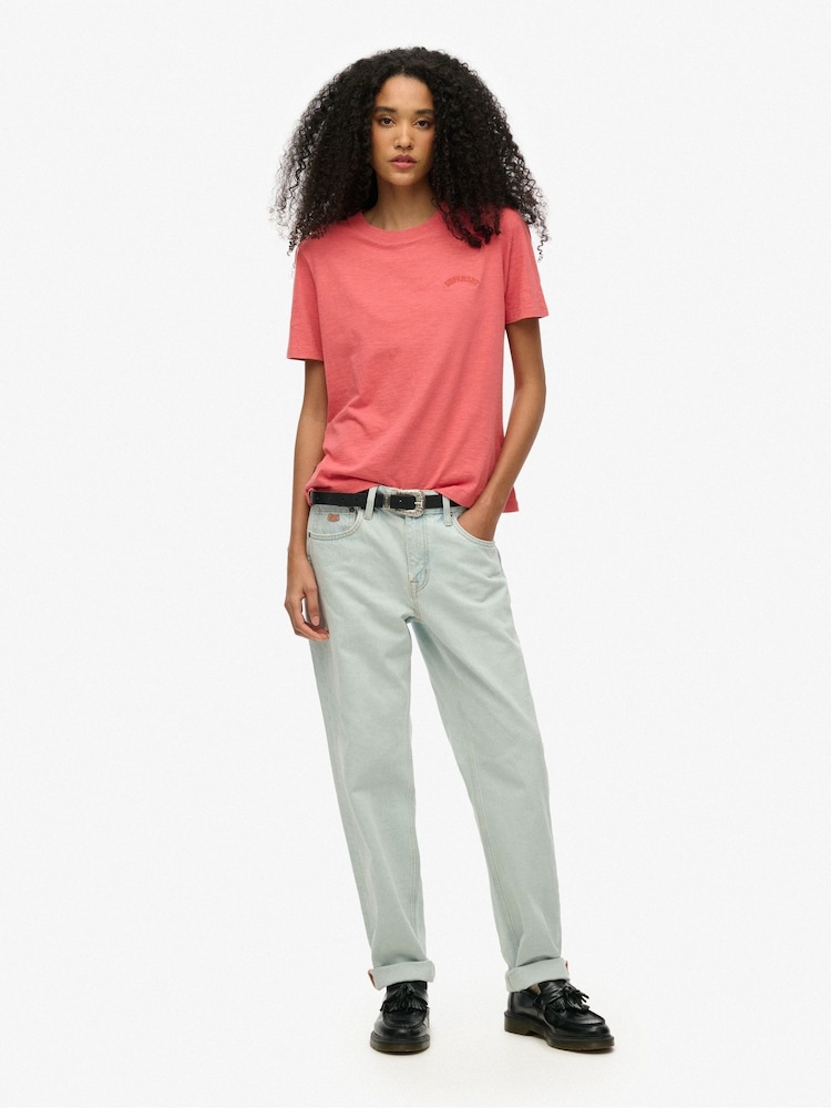 Superdry Red 100% Cotton Essential Logo Washed T-Shirt - Image 2 of 3