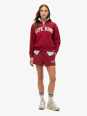 Superdry Red Athletic Applique Half Zip 100% Cotton Sweatshirt - Image 2 of 3