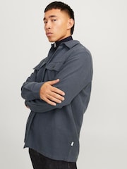 JACK & JONES Blue Worker Overshirt Shacket With Pockets - Image 3 of 5