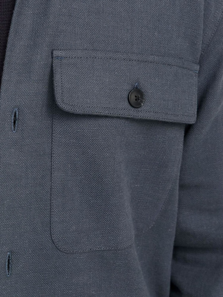 JACK & JONES Blue Worker Overshirt Shacket With Pockets - Image 5 of 5