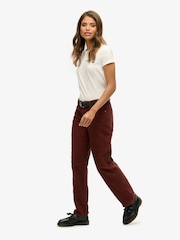 Superdry Brown Straight Leg Corduroy 100% Cotton Joggers - Image 4 of 5