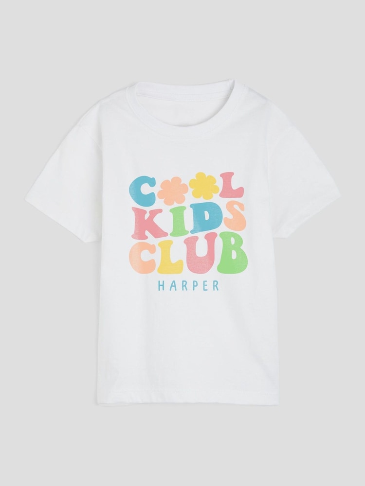 Personalised Cool Kids Club White 100% Cotton T-Shirt by Stitch Style - Image 1 of 3