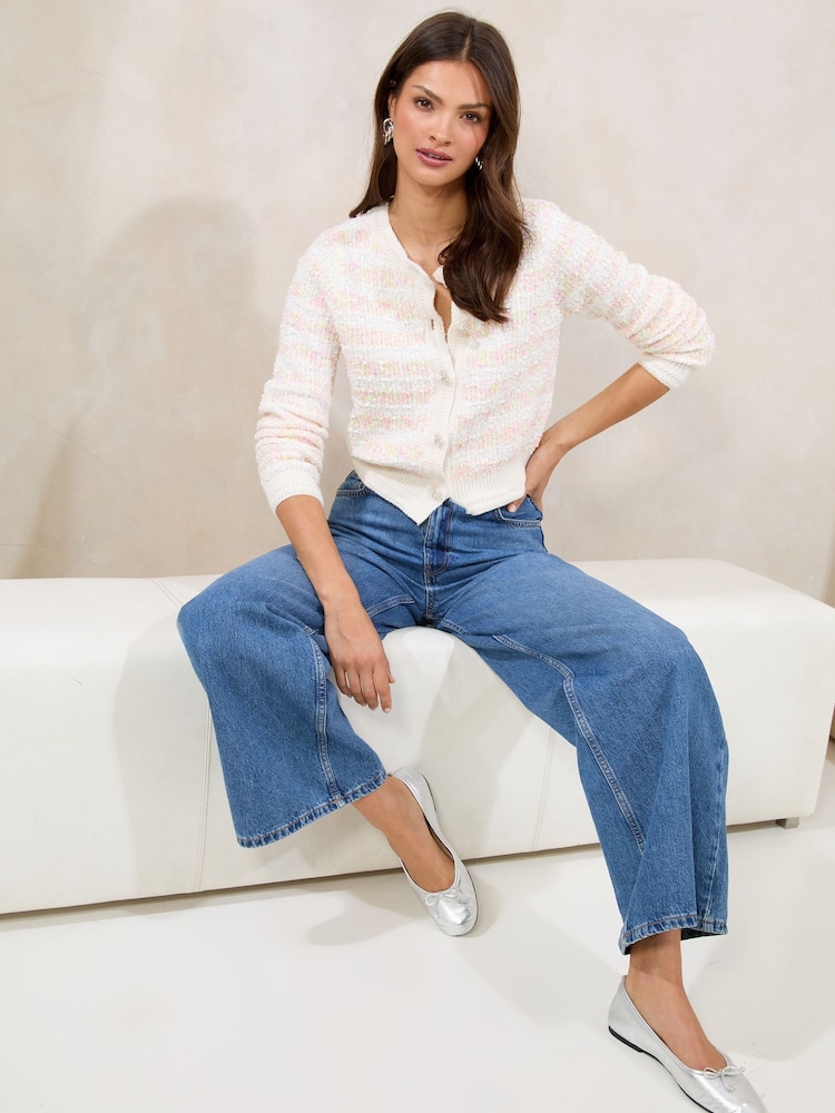 Lipsy Textured Stripe Knit Cardigan - Image 4 of 4