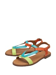 Lotus Orange Leather Flat Sandals - Image 2 of 4