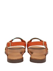 Lotus Orange Leather Flat Sandals - Image 3 of 4