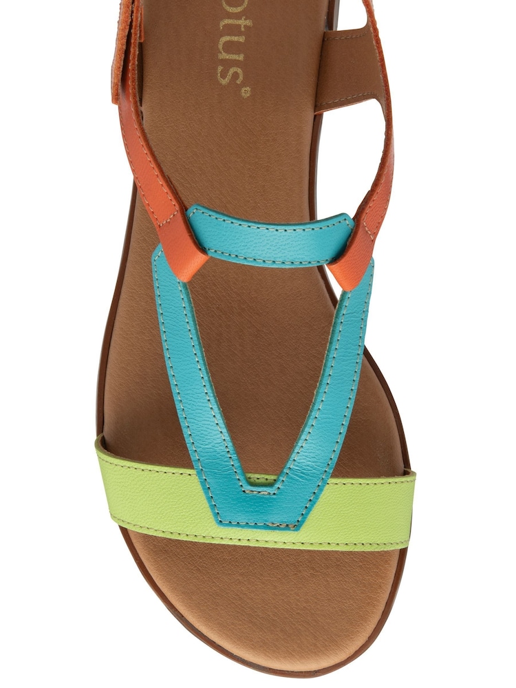 Lotus Orange Leather Flat Sandals - Image 4 of 4