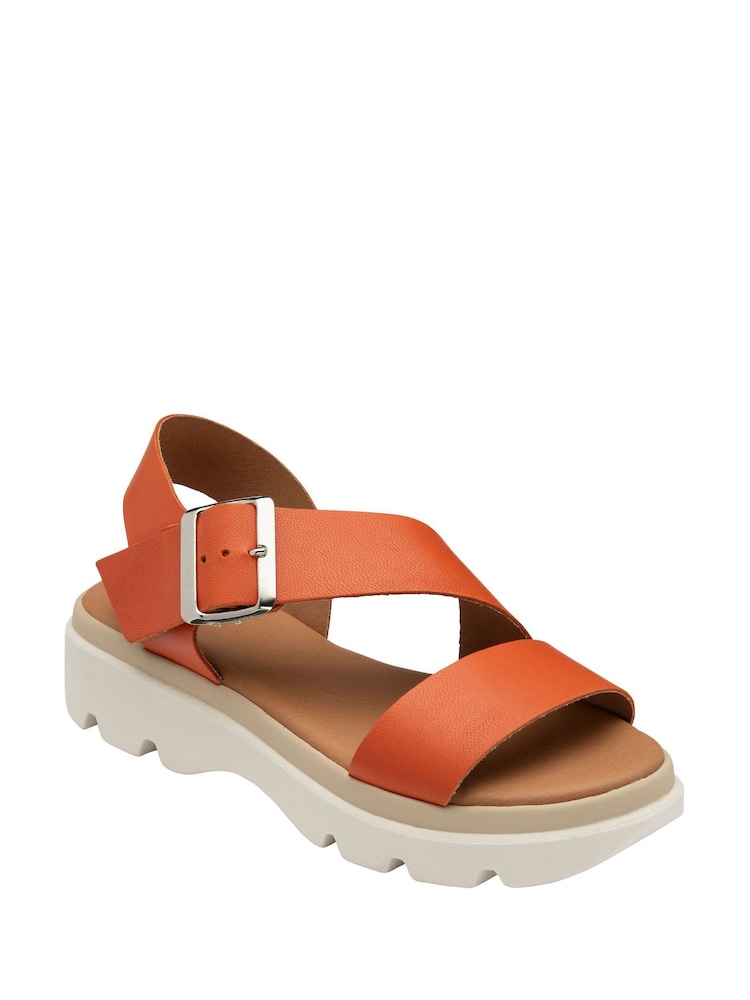 Lotus Orange Leather Strappy Sandals - Image 1 of 4