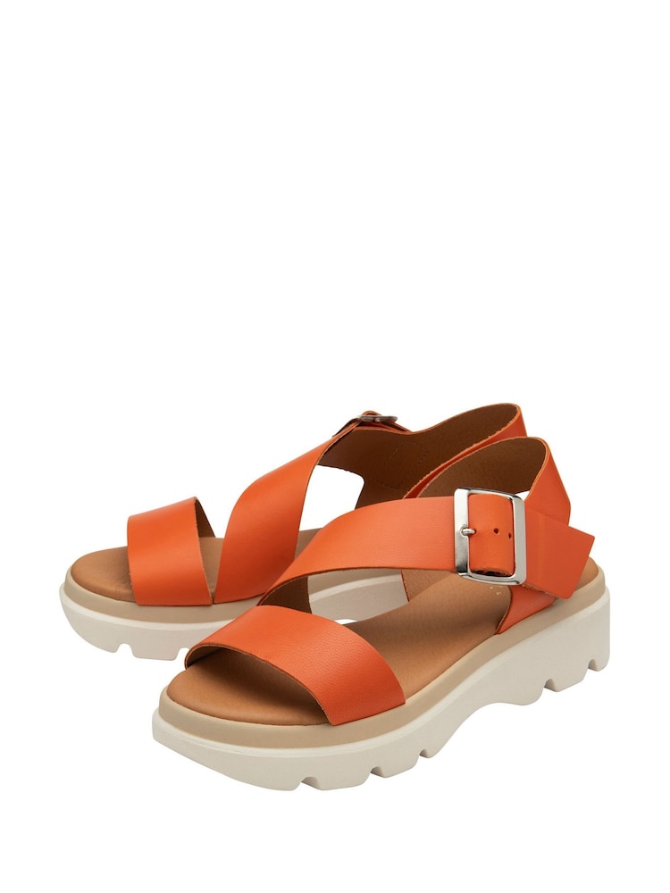Lotus Orange Leather Strappy Sandals - Image 2 of 4
