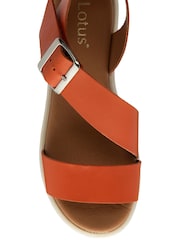 Lotus Orange Leather Strappy Sandals - Image 4 of 4