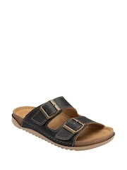 Lotus Black Open Toe Mule Sandals - Image 1 of 4