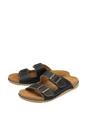 Lotus Black Open Toe Mule Sandals - Image 2 of 4