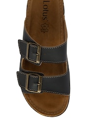 Lotus Black Open Toe Mule Sandals - Image 4 of 4