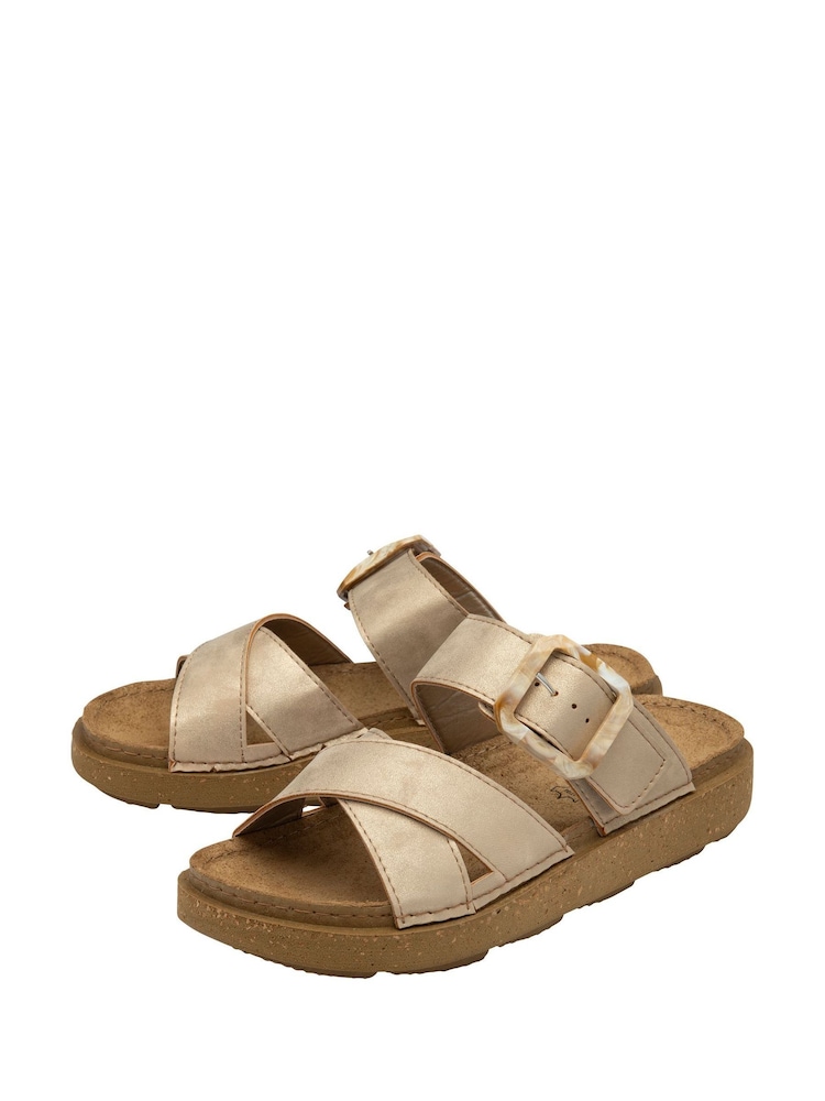 Lotus Gold Open Toe Mule Sandals - Image 2 of 4