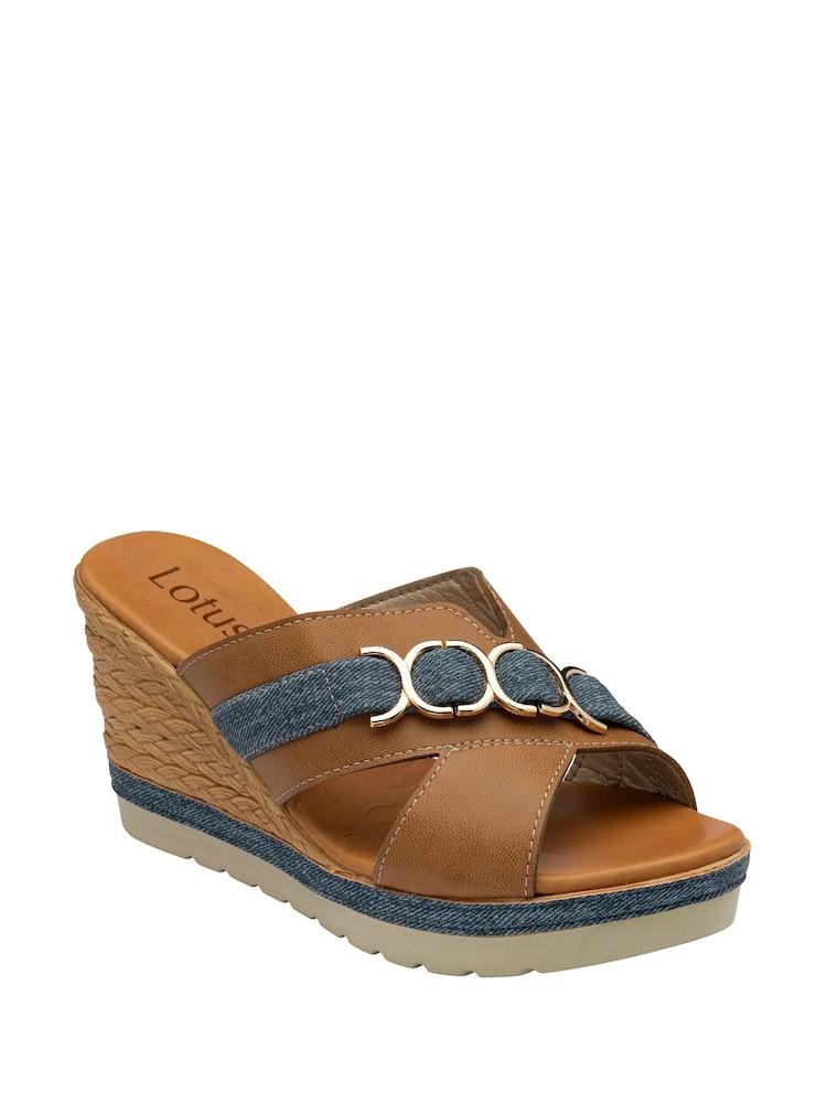Lotus Brown Wedge Mule Sandals - Image 1 of 4