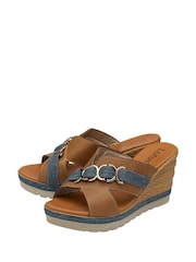 Lotus Brown Wedge Mule Sandals - Image 2 of 4