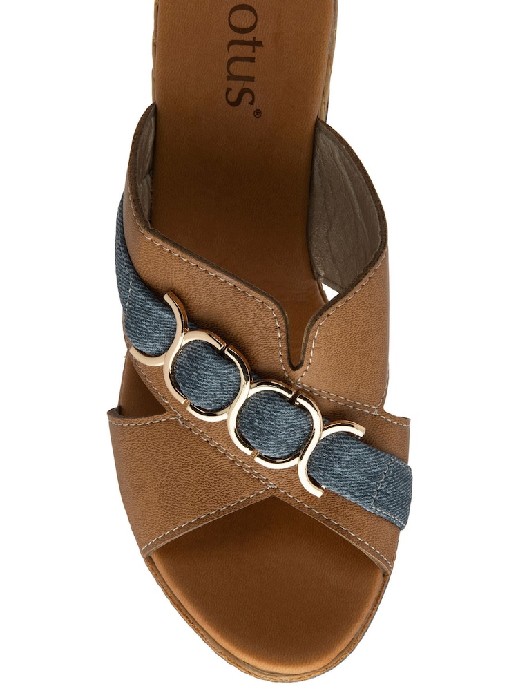 Lotus Brown Wedge Mule Sandals - Image 4 of 4