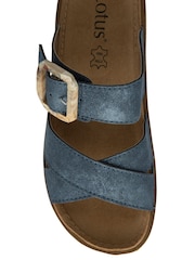 Lotus Blue Open Toe Mule Sandals - Image 4 of 4
