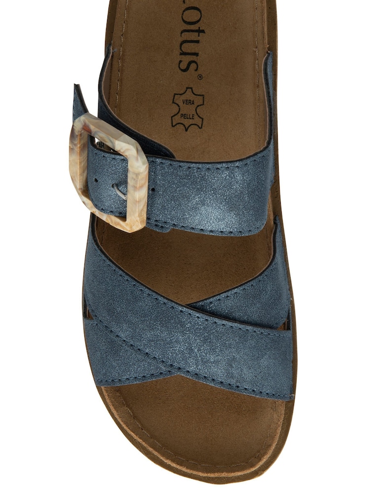 Lotus Blue Open Toe Mule Sandals - Image 4 of 4