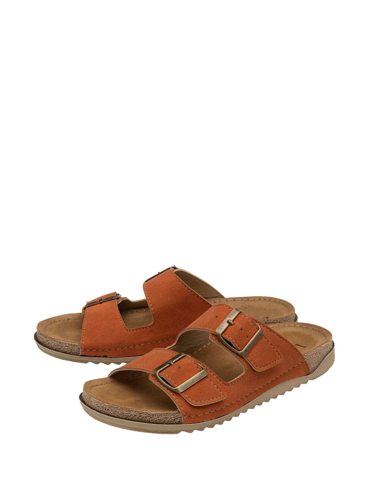 Lotus Orange Open Toe Mule Sandals - Image 2 of 4