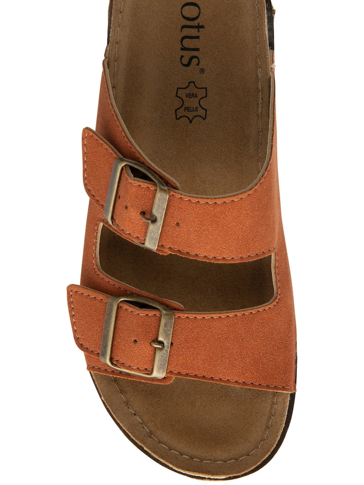 Lotus Orange Open Toe Mule Sandals - Image 4 of 4