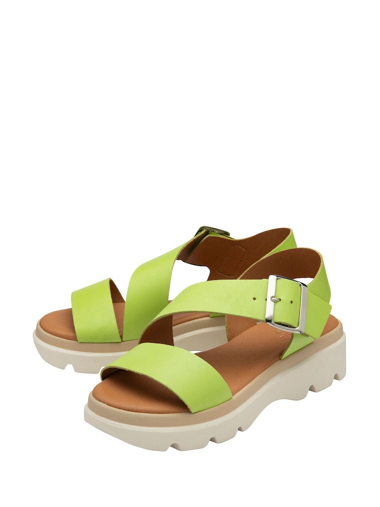 Lotus Green Leather Strappy Sandals - Image 2 of 4