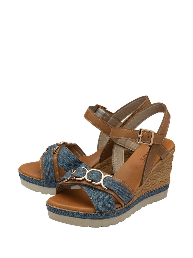 Lotus Brown Open Toe Wedge Sandals - Image 2 of 4 Lotus Brown Open Toe Wedge Sandals - Image 2 of 4