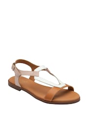 Lotus Nude Leather Flat Sandals - Image 1 of 4