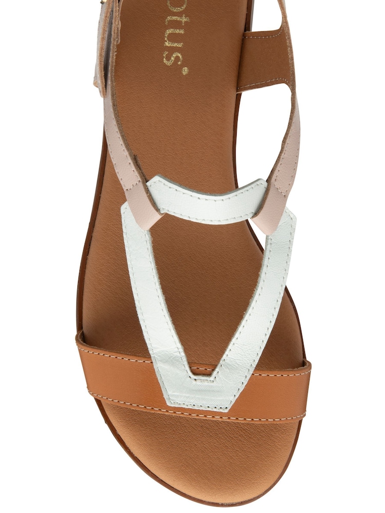 Lotus Nude Leather Flat Sandals - Image 4 of 4