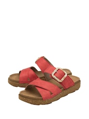 Lotus Red Open Toe Mule Sandals - Image 2 of 4