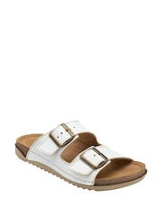 Lotus White Open Toe Mule Sandals - Image 1 of 4