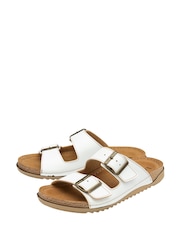 Lotus White Open Toe Mule Sandals - Image 2 of 4