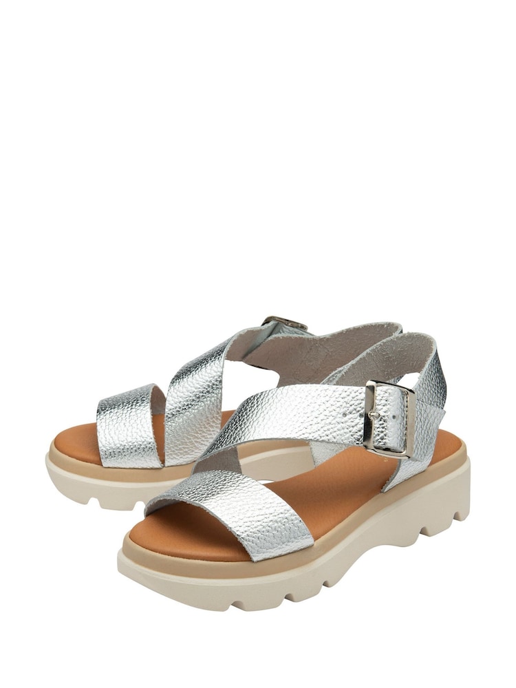 Lotus Silver Leather Strappy Sandals - Image 2 of 4