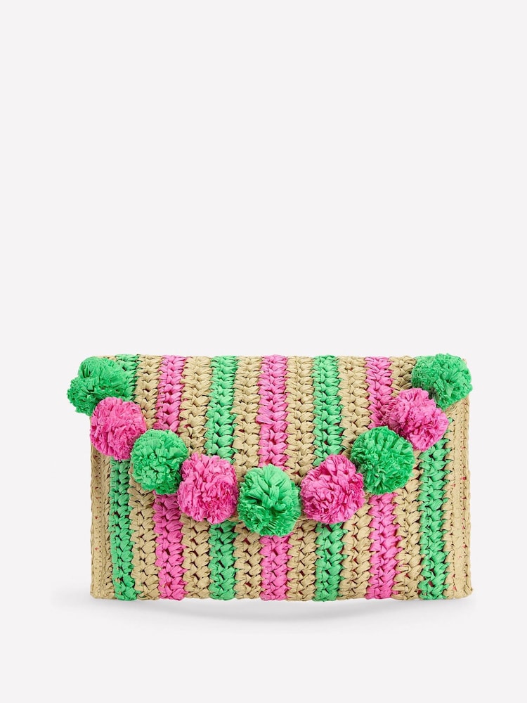 Boden Pompom Clutch aus Raffia - Bild 1 von 5